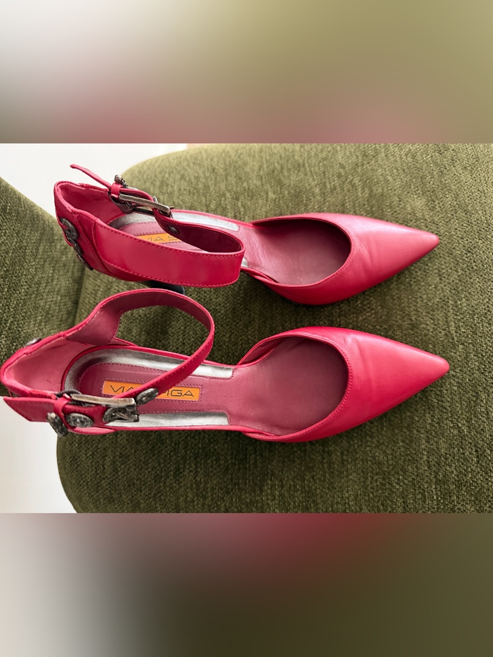 Via Spiga Hot Pink Pointed-Toe Ankle-Strap Heels
